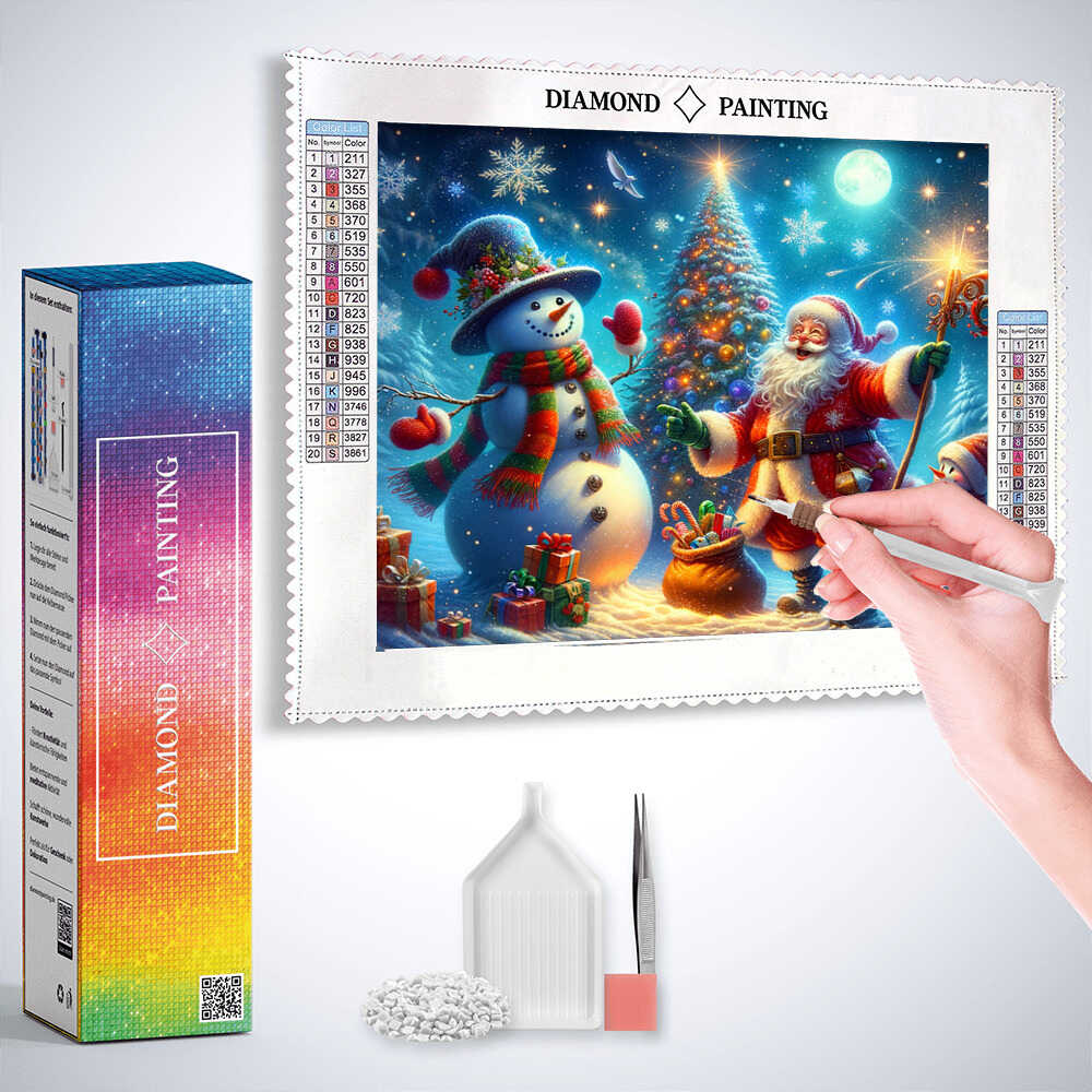 Snowman and Santa — Diamond Painting Kit, product view 2