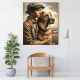 Boy with dog, friends — Diamond Painting Kit, product view 2