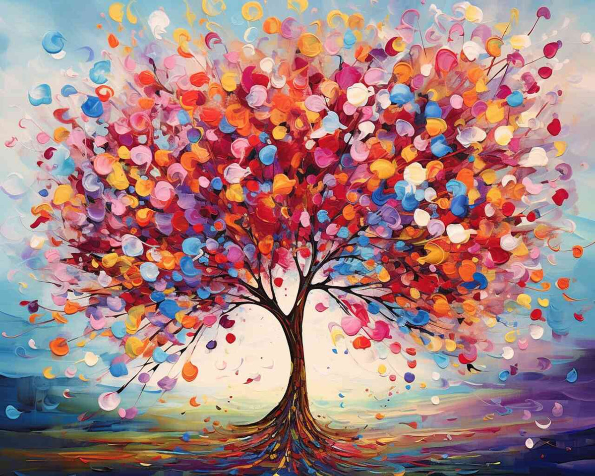 An Abstract Tree of Joyful Colors — Diamond Painting Kit design