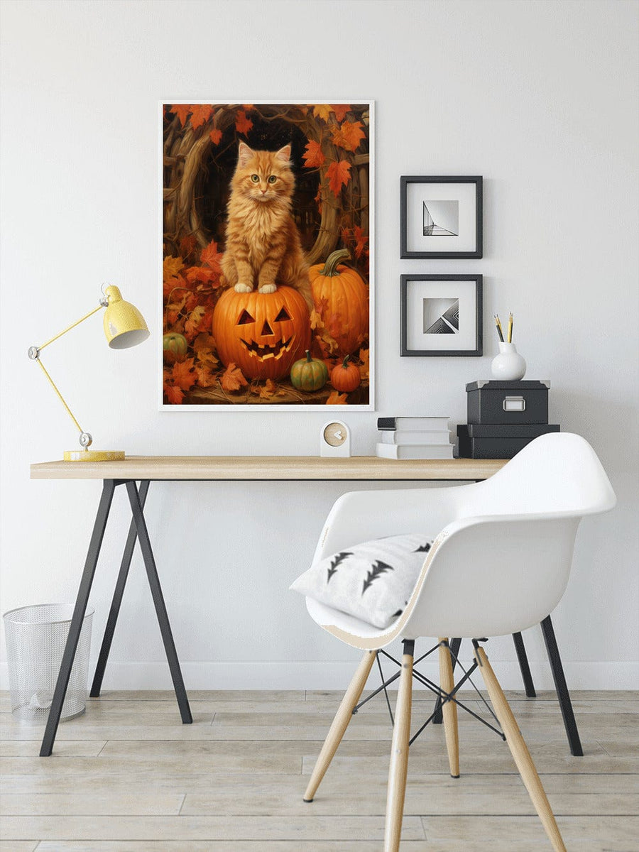 Cat in Pumpkin, Halloween — Diamond Painting Kit, product view 3
