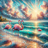 Flamingos at the sea — Diamond Painting Kit design