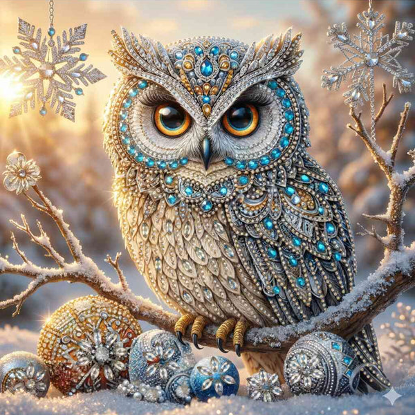 The Crystal Owl — Diamond Painting Kit design