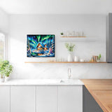 Winter House beneath the Aurora — Diamond Painting Kit, product view 2