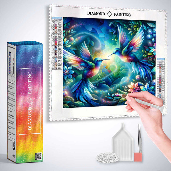 Hummingbird in blue and green — Diamond Painting Kit, product view 3