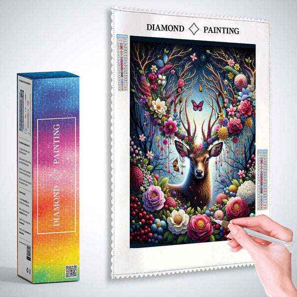 Deer with flower antlers — Diamond Painting Kit, product view 3