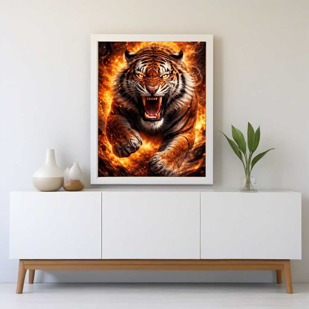 Tiger Unleashed in Fire — Diamond Painting Kit, product view 2