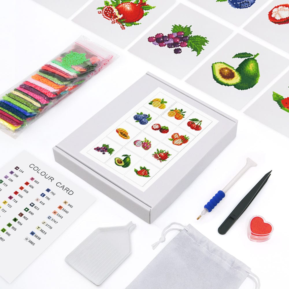 Fruit Basket Collection, Set of 12 — Mini Diamond Painting Set, product view 2