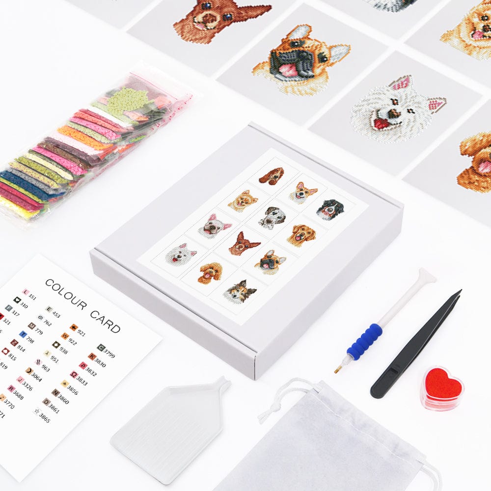 Dogs Collection, Set of 12 — Mini Diamond Painting Set, product view 2