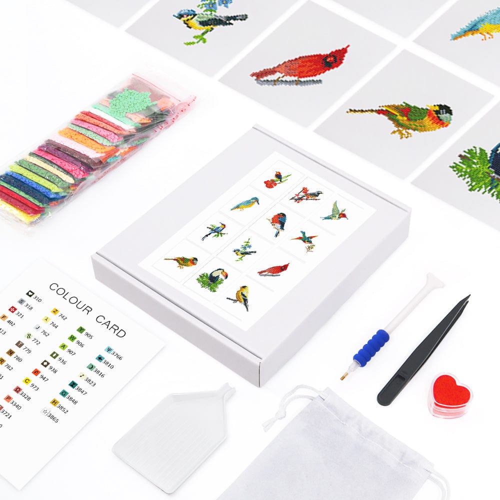Birdwatching Collection, Set of 12 — Mini Diamond Painting Set, product view 2