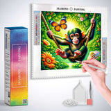 Little chimpanzee chilling — Diamond Painting Kit, product view 3