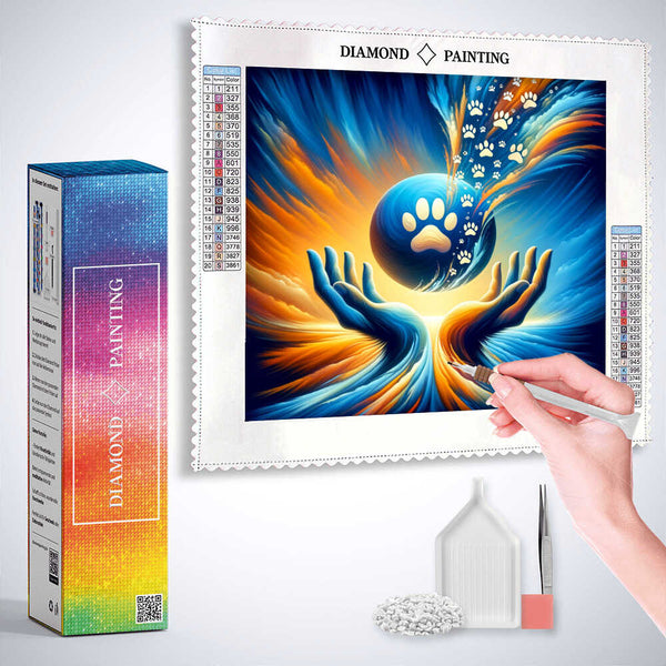 Hands paw prints — Diamond Painting Kit, product view 3