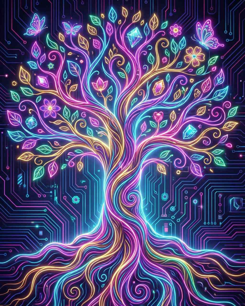 The Luminous Tree of Life — Diamond Painting Kit design