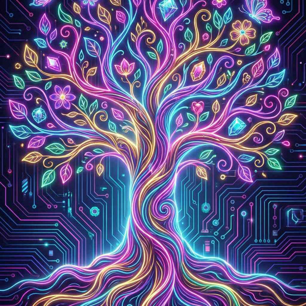 The Luminous Tree of Life — Diamond Painting Kit design