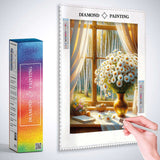 Bouquet of daisies at the window — Diamond Painting Kit, product view 3