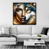 Woman and wolf face — Diamond Painting Kit, product view 2