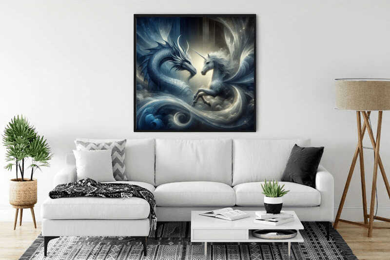 Dragon and Unicorn — Diamond Painting Kit, product view 2
