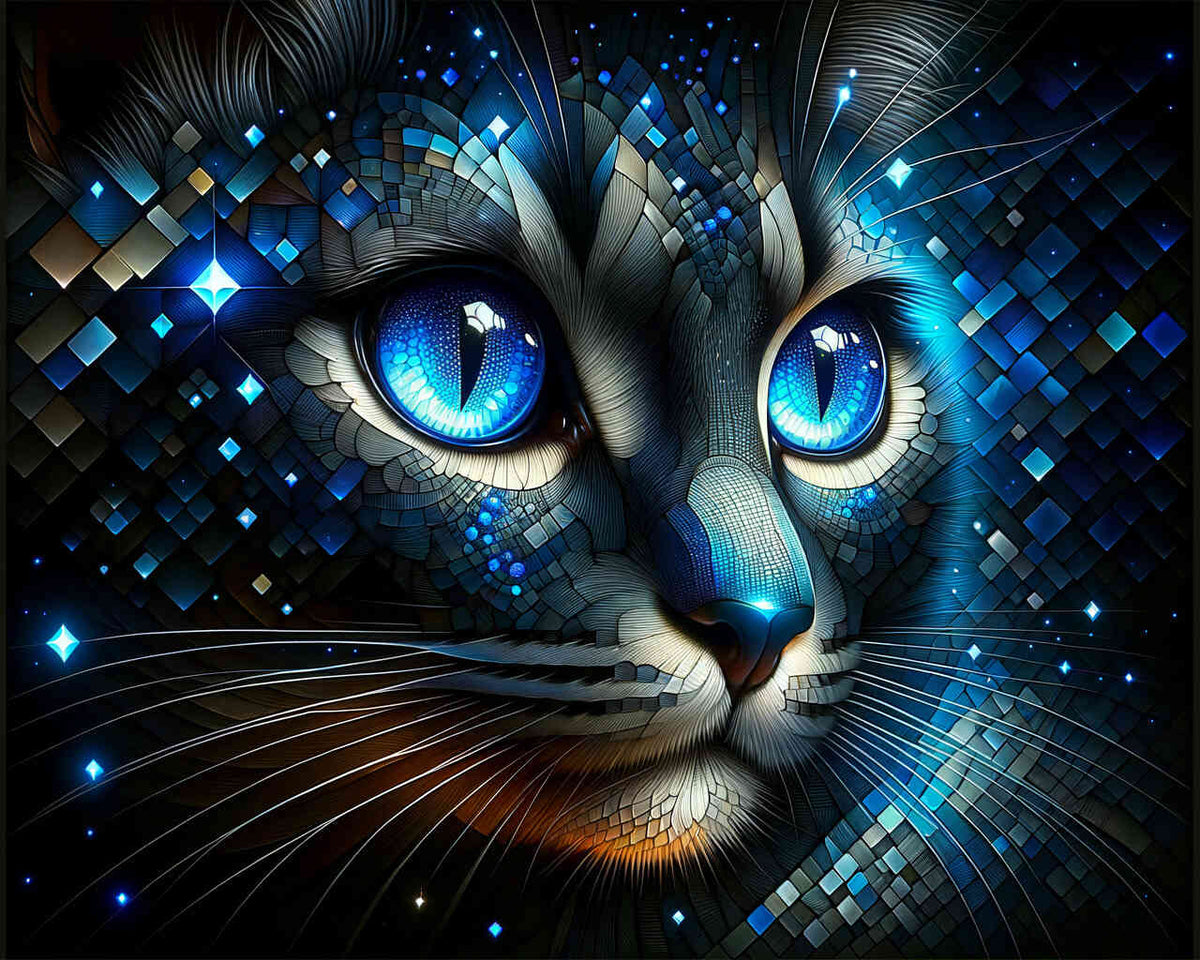 Cat with Blue Eyes — Diamond Painting Kit design