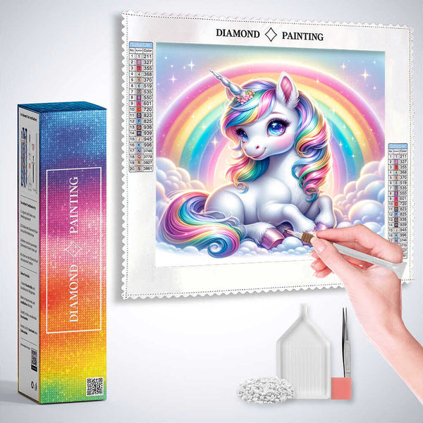 Unicorn in front of rainbow — Diamond Painting Kit, product view 3