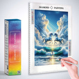 White horses and clouds — Diamond Painting Kit, product view 3