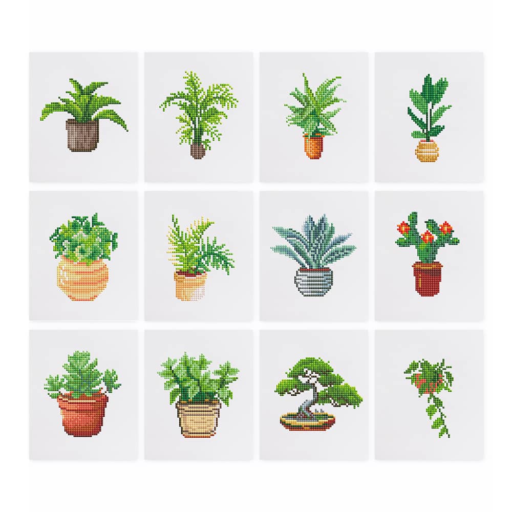 Green Leaf Collection, Set of 12 — Mini Diamond Painting Set design