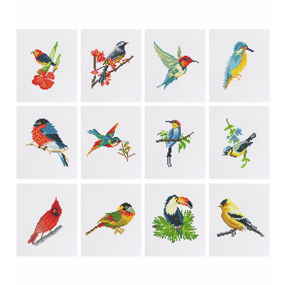 Birdwatching Collection, Set of 12 — Mini Diamond Painting Set design