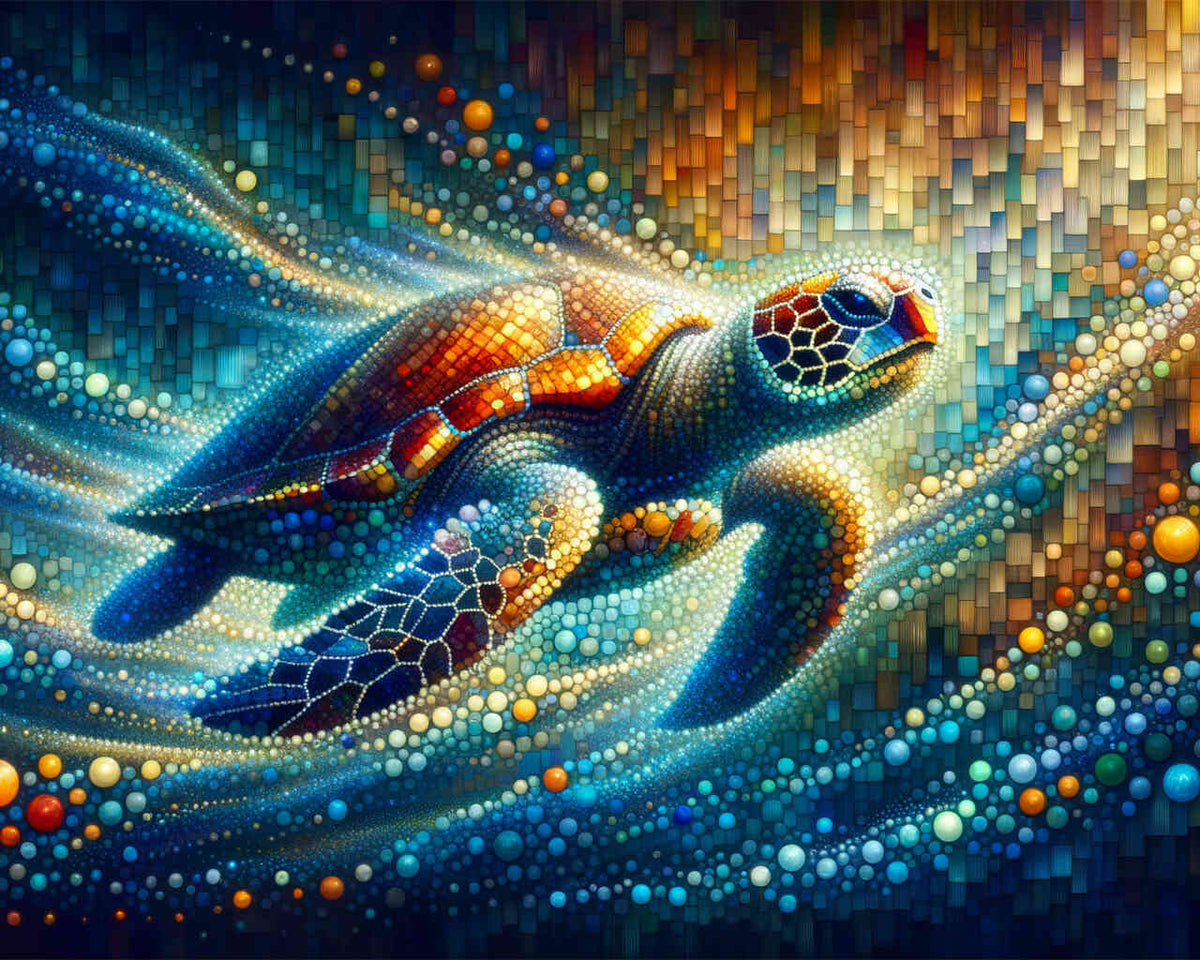 Sea Turtle in a Mosaic of Color — Diamond Painting Kit design