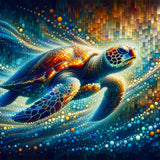 Sea Turtle in a Mosaic of Color — Diamond Painting Kit design