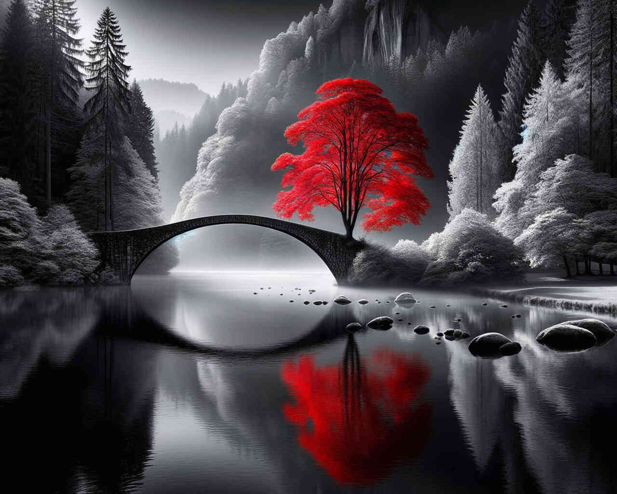 Bridge in Black and White — Diamond Painting Kit design