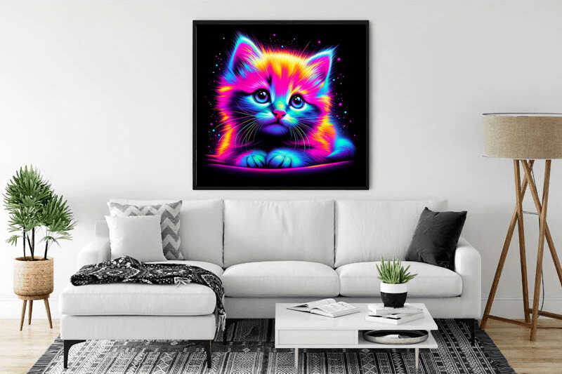 The Neon Wonder Kitten — Diamond Painting Kit, product view 2