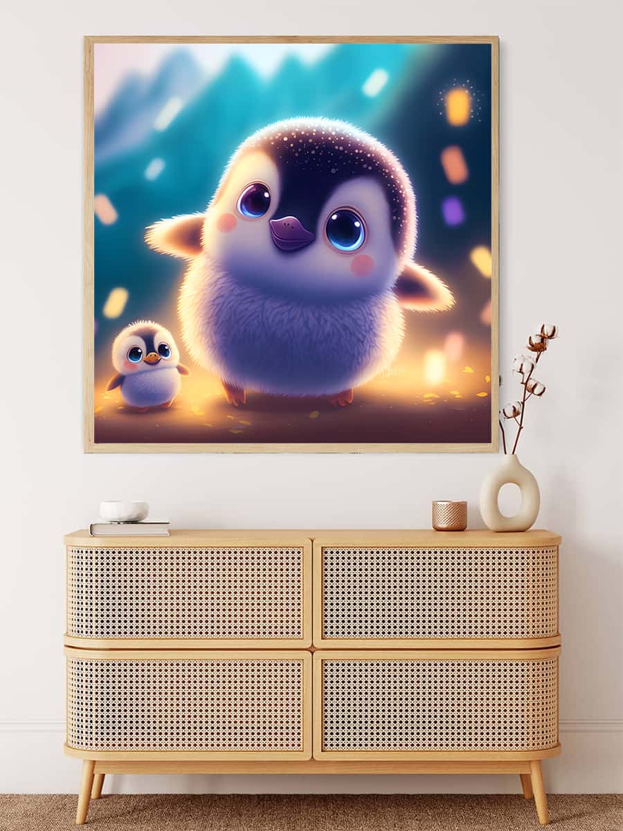 Peaceful Penguin with Child — Diamond Painting Kit, product view 3