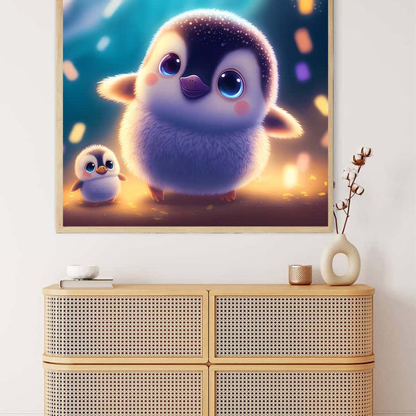 Peaceful Penguin with Child — Diamond Painting Kit, product view 3