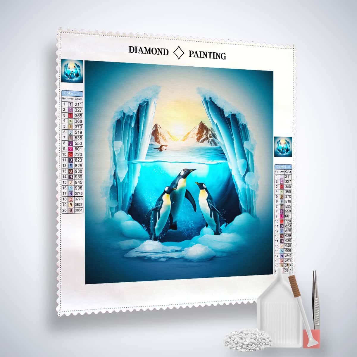 Penguins under water — Diamond Painting Kit, product view 2