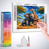 Baby elephant and giraffe are best friends — Diamond Painting Kit, product view 3
