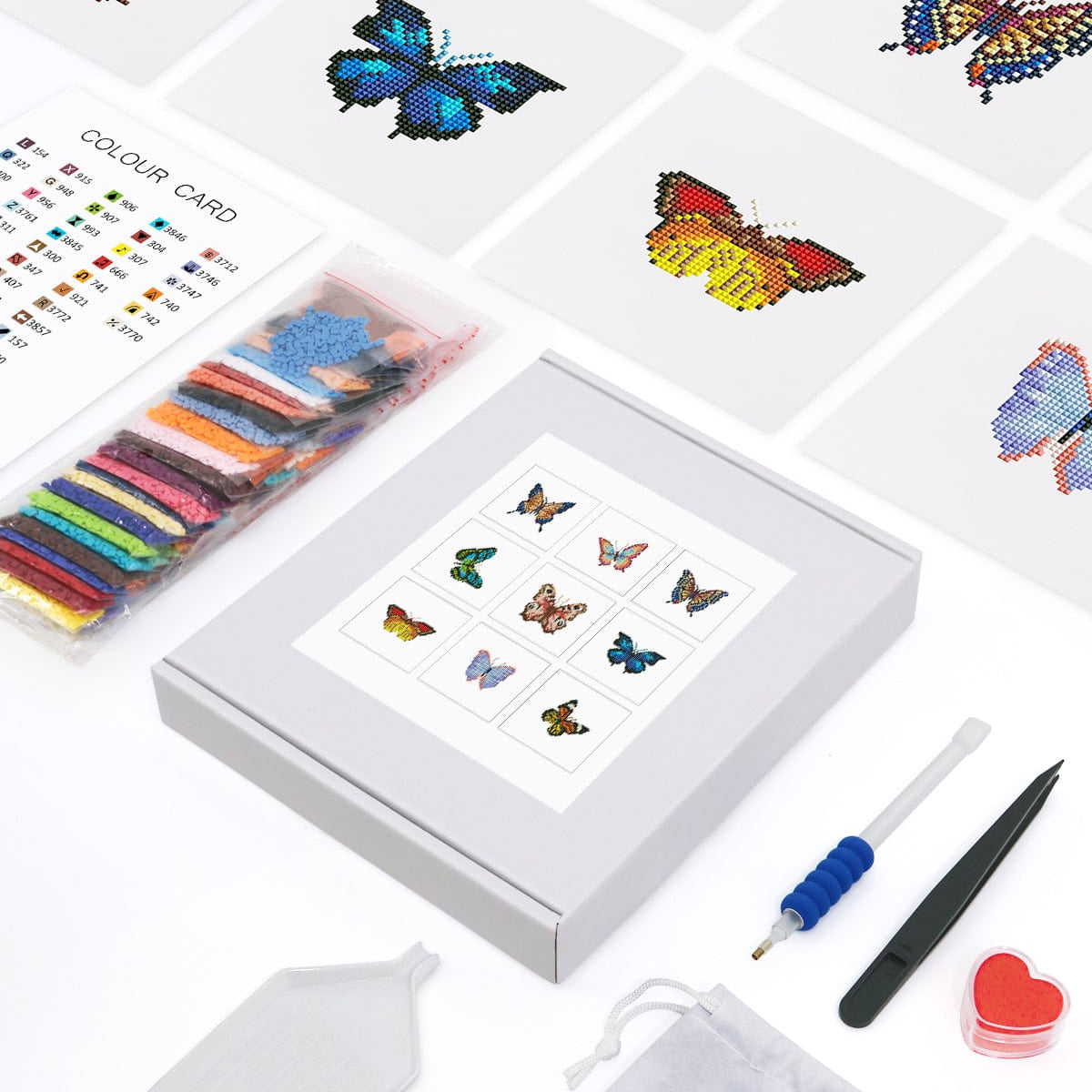 Colorful Butterfly World, Set of 9 — Mini Diamond Painting Set, product view 7
