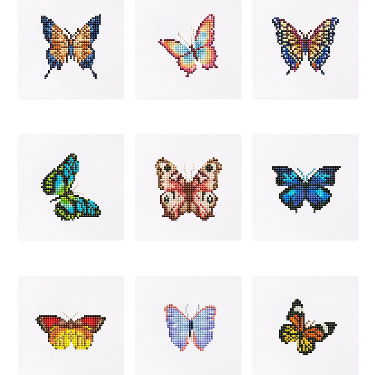 Colorful Butterfly World, Set of 9 — Mini Diamond Painting Set design
