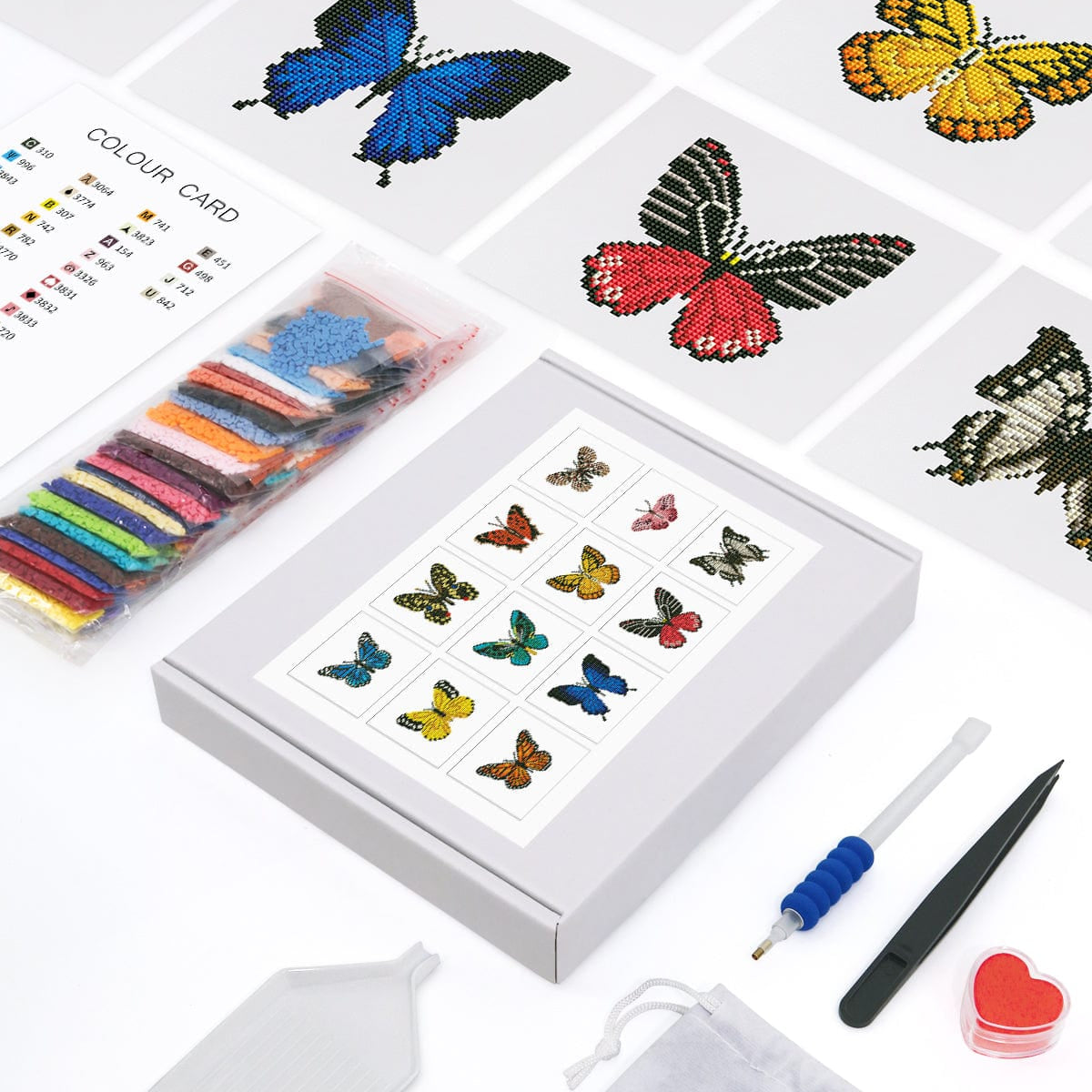 Butterfly Dreams, Set of 12 — Mini Diamond Painting Set, product view 2