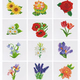 Colorful Blossoms, Set of 12 — Mini Diamond Painting Set design