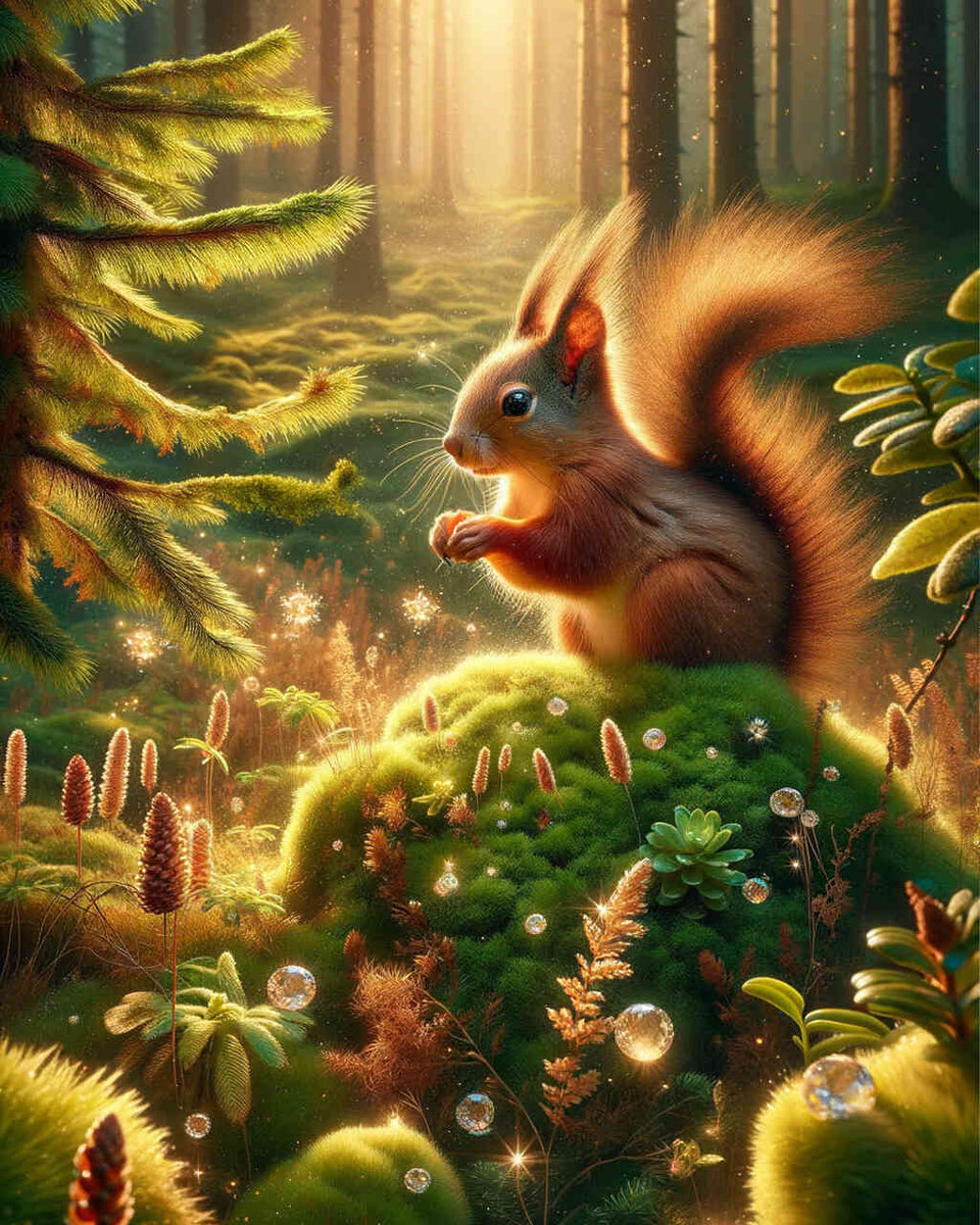 Squirrel on moss — Diamond Painting Kit design