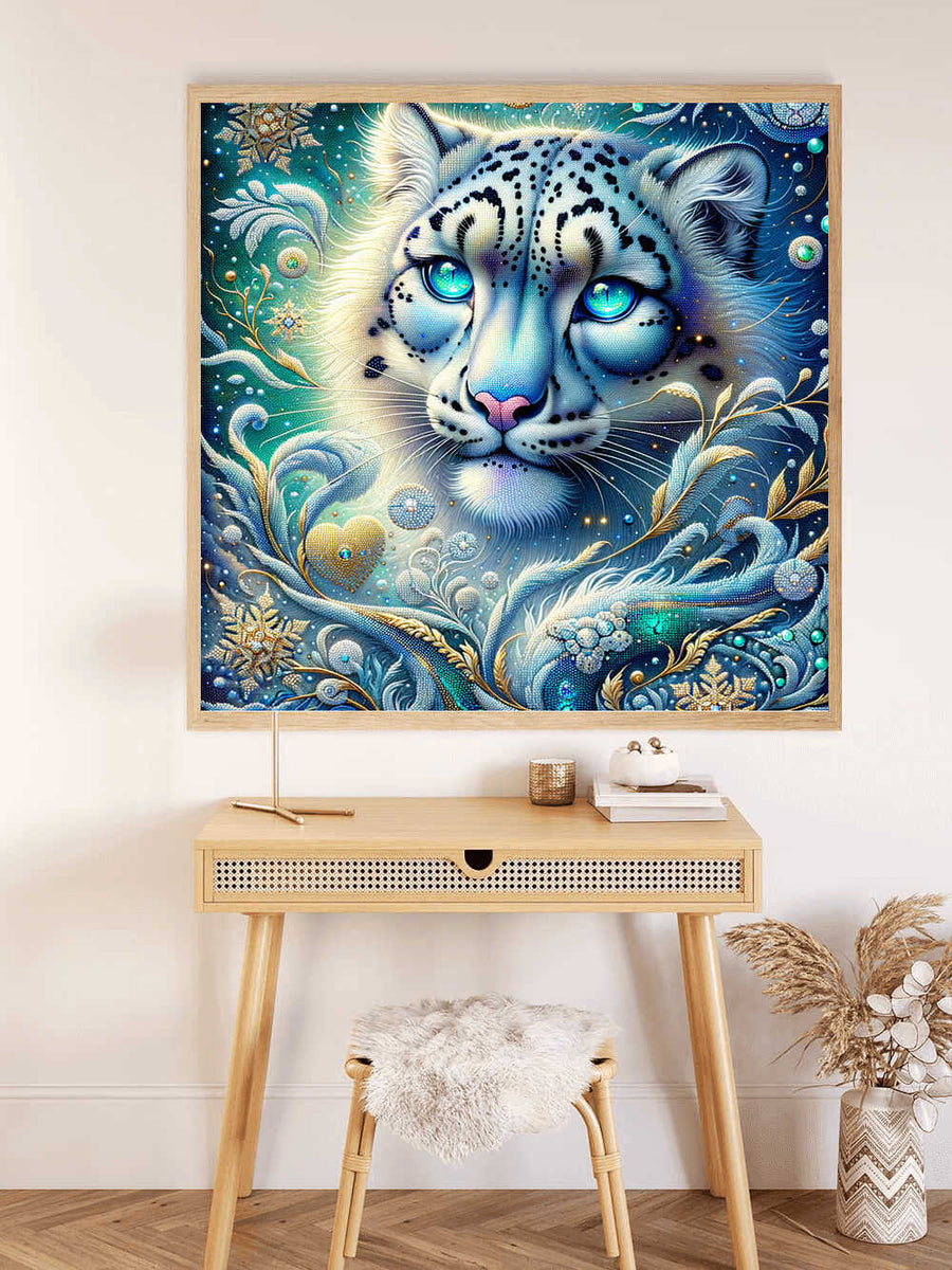 Beautiful snow leopard — Diamond Painting Kit, product view 2