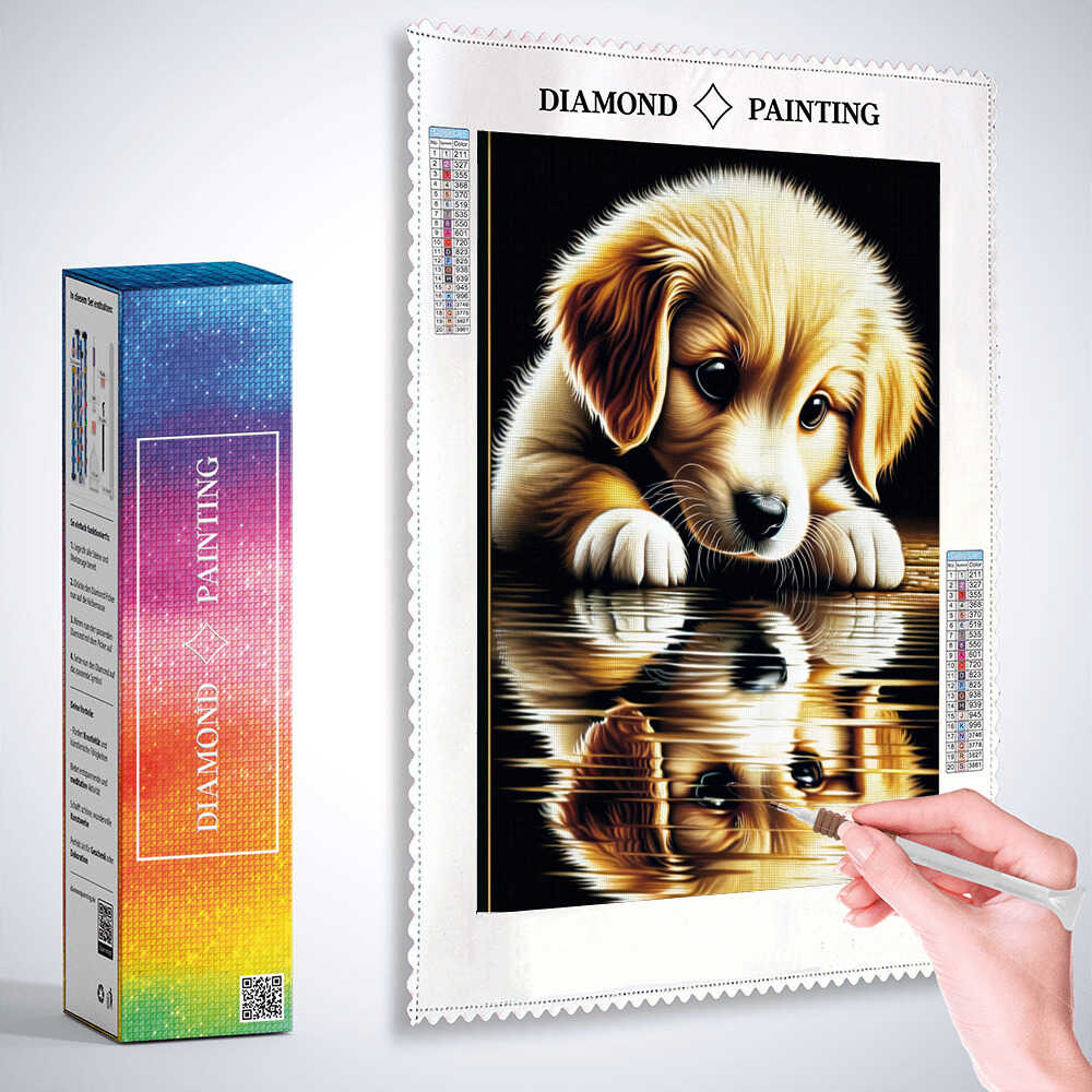 Goldenretriver reflection — Diamond Painting Kit, product view 3