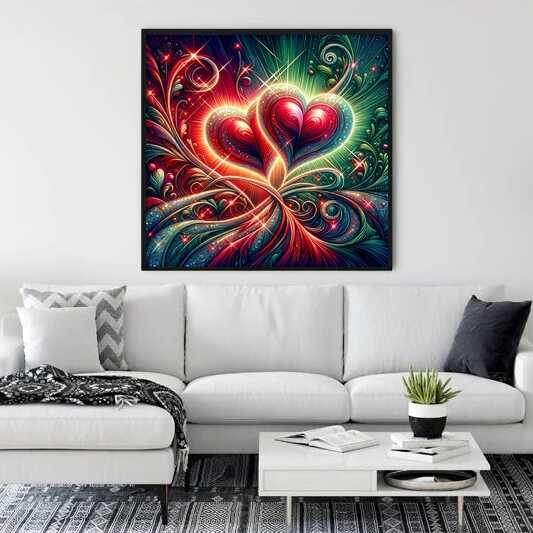 Two red hearts — Diamond Painting Kit, product view 2