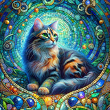 Cat mosaic, spotted cat — Diamond Painting Kit design