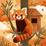 Red Panda in the Autumn Forest — Diamond Painting Kit design