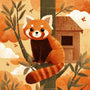 Red Panda in the Autumn Forest — Diamond Painting Kit design