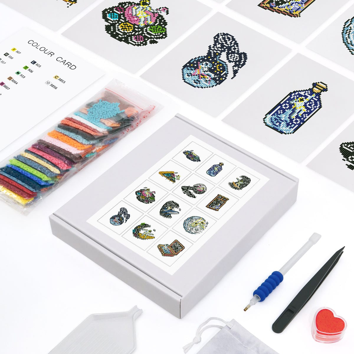 Cosmic Creations, Set of 12 — Mini Diamond Painting Set, product view 2