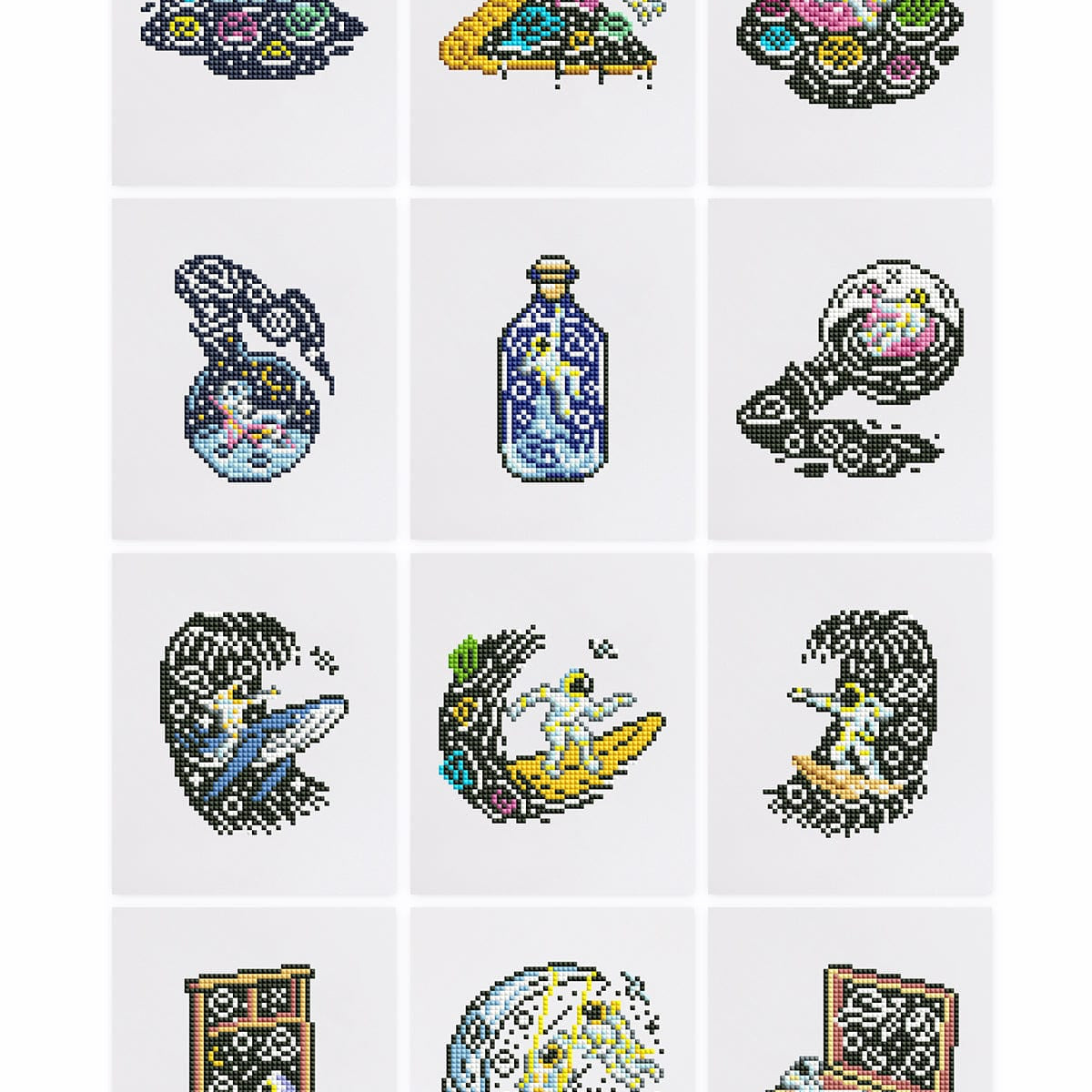 Cosmic Creations, Set of 12 — Mini Diamond Painting Set design