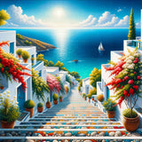 The Greek Stairway — Diamond Painting Kit design