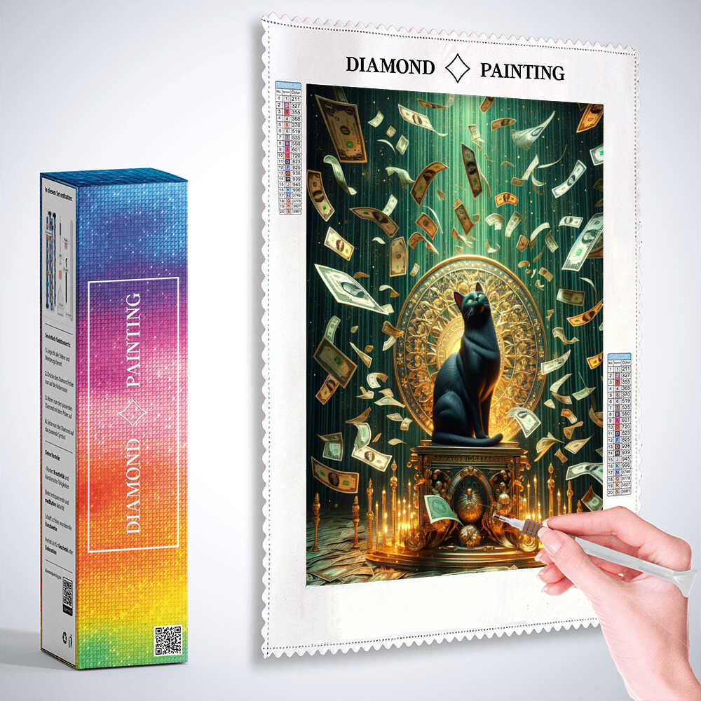 Money Rain Cat — Diamond Painting Kit, product view 3