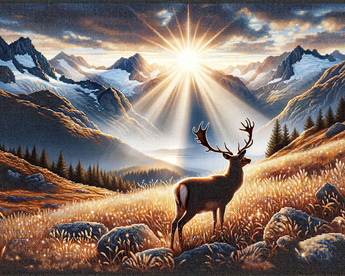 Deer on the Mountain — Diamond Painting Kit design