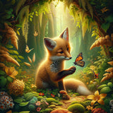 Friendship fox and butterfly — Diamond Painting Kit design